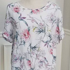 Buffalo David Bitton Floral Top Tie at Hem Size Medium